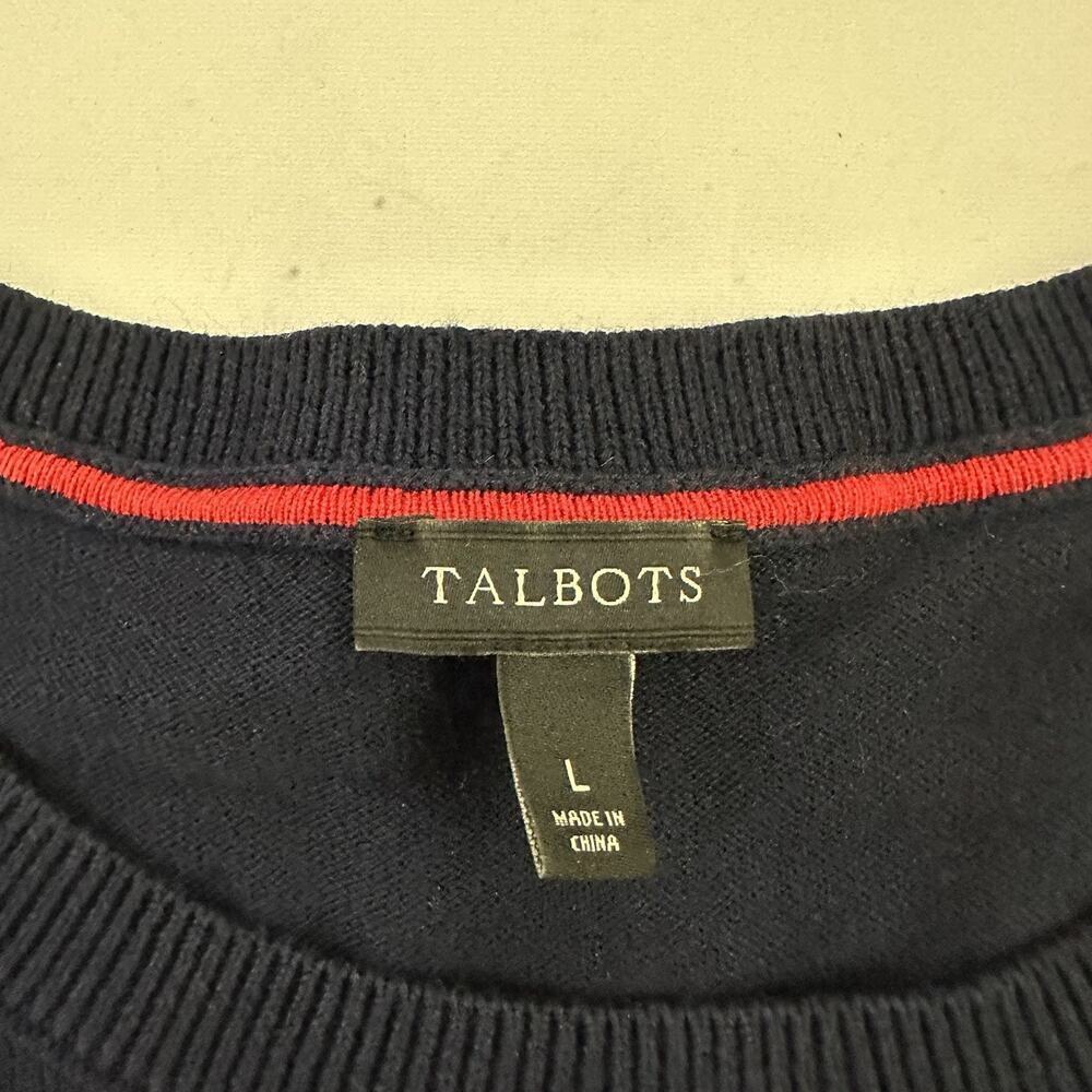Talbots Fruit Print Knit Pullover Sweater Size L Blue Banana Cherry Strawberry - Picture 6 of 12